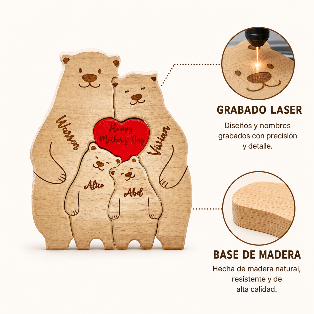 Rompecabezas familiar de madera personalizado