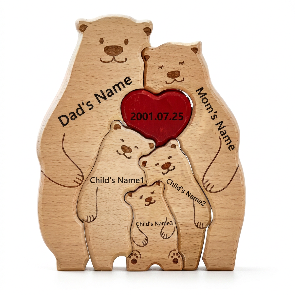 Rompecabezas familiar de madera personalizado