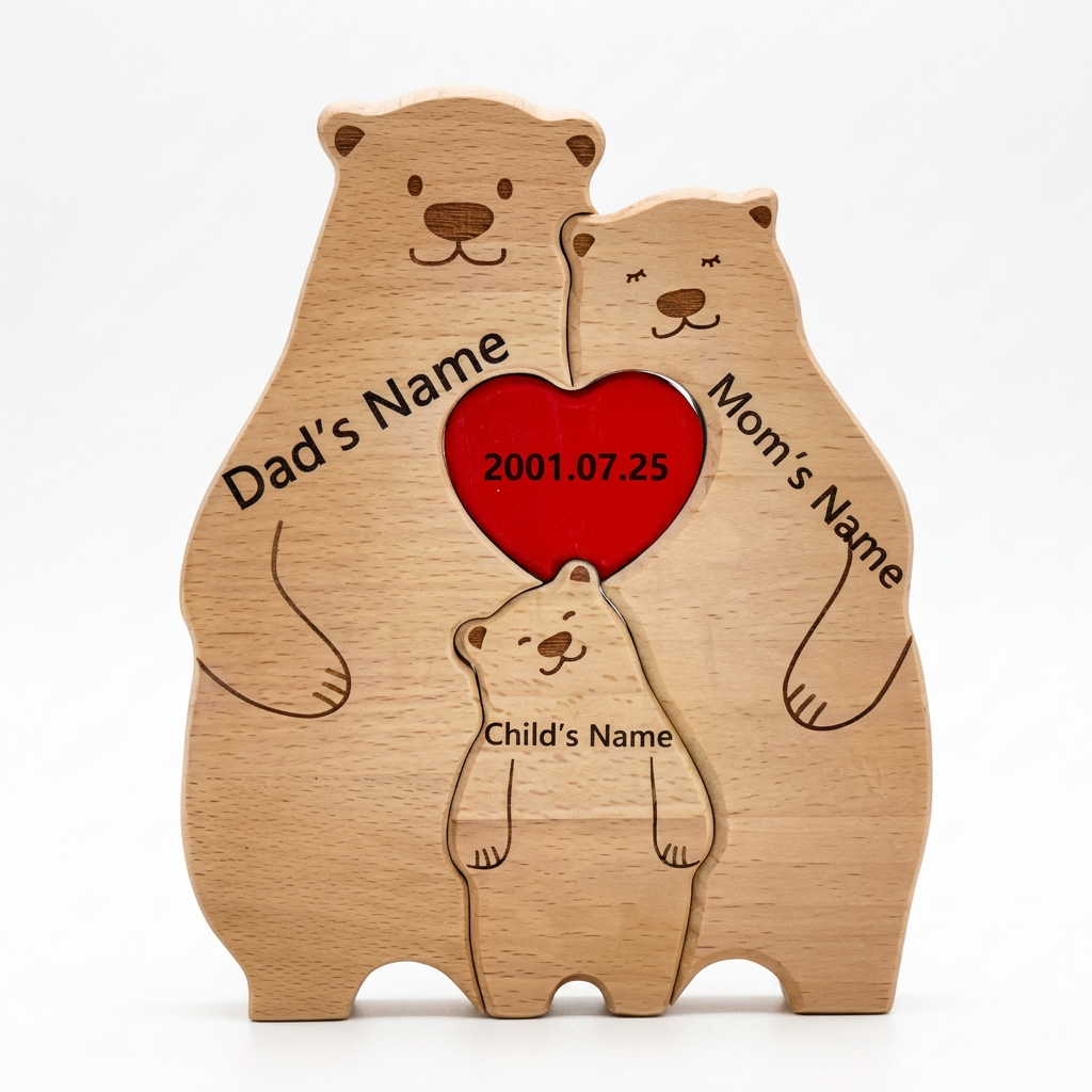 Rompecabezas familiar de madera personalizado